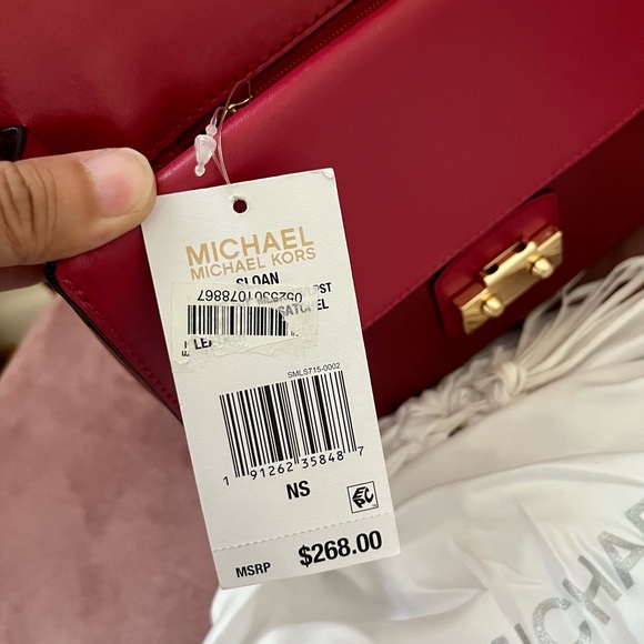 NWT Michael Kors Sloan Red/Wine Color Medium Top Handle Satchel with dust bag - Picture 11 of 15